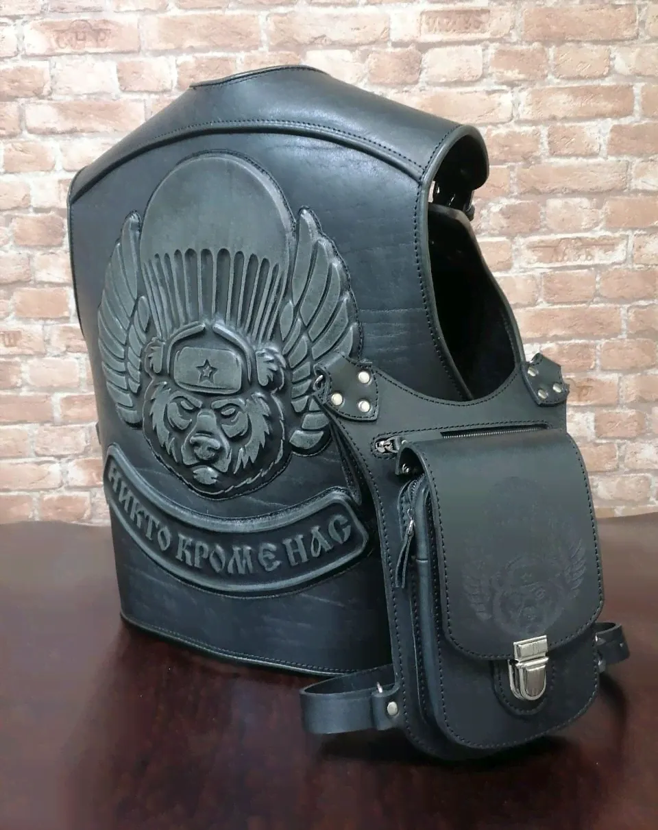 Байкерский кожаный жилет (Броня)