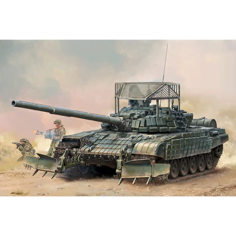 Trumpeter 09609 Сборная модель танка Т-72Б1 с КМТ-6 & Решетчатая броня (1:35)