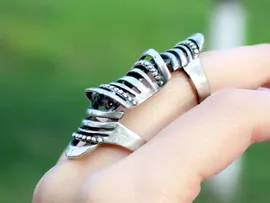 стерлинговое серебро полный палец двойной тройня Boho броня кольцо, заявление Большой Бохо Подарок для ее армянских ювелирных изделий